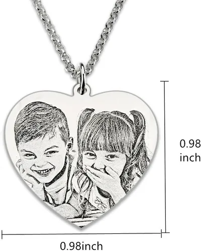 Vista 4 de MissNity Collar de plata de ley con foto grabada, imagen personalizada, para mujeres y hombres, hecho a mano, ideal para regalo, grabado gratuito