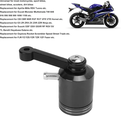 Vista 5 de Keenso Depósito de freno de motocicleta, depósito de freno delantero de motocicleta de aleación de aluminio para (negro)