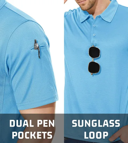 Vista 4 de TACVASEN - Camiseta de cuello polo táctica para hombre, diseño de manga larga y corta, para deportes y uso al aire libre