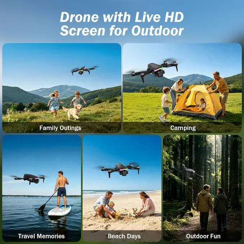 Vista 6 de F417PRO Drone con cámara 1080P para adultos y niños, mini dron con pantalla, dron para adultos, lente dual de 90°, luces LED, flujo óptico, batería
