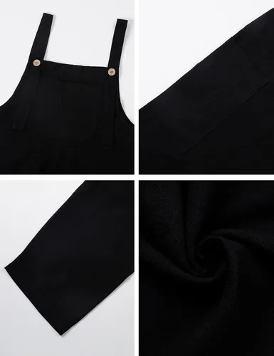 Vista 6 de Kissonic Overoles holgados y cómodos para mujer, de algodón, holgados, de pierna ancha, con bolsillos