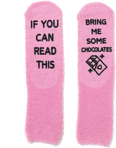 Vista 44 de CHANGGER Calcetines unisex con texto en inglés "If You Can Read This Bring Me Some Fuzzy Funny Saying Crew Socks Christmas Unisex Gift