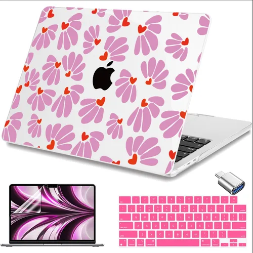Vista 32 de Teryeefi Funda rígida para MacBook Air M3, M2, M4, MacBook Air de 13 pulgadas 2025, 2024, 2023, 2022, versión A3240, A3113, A2681, carcasa rígida