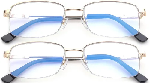 Vista 4 de Newbee Fashion Gafas de lectura multifocales progresivas con bloqueo de rayos azules, brazo de titanio con memoria