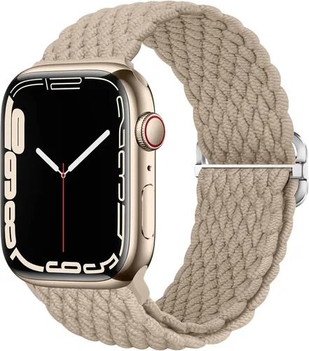 Vista 16 de Qimela - Correa elástica Solo Loop compatible con Apple Watch de 49 mm, 46 mm, 45 mm, 44 mm, 42 mm, 41 mm, 40 mm y 38 mm, correa trenzada Verde