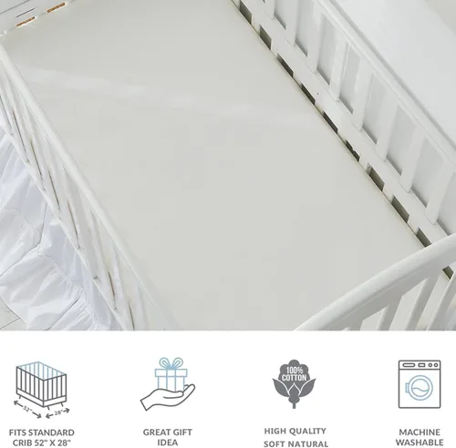 Vista 9 de Brandream Juego de ropa de cama de 3 piezas para cuna, estilo bohemio, bohemio, bohemio, para bebé, niña, niño, color sólido, blanco, elegante