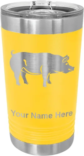 Vista 15 de LaserGram Vaso de pinta aislado al vacío de 16 onzas, cerdo, grabado personalizado incluido (negro) Engraved Gift, Vacuum Insulated Stainless