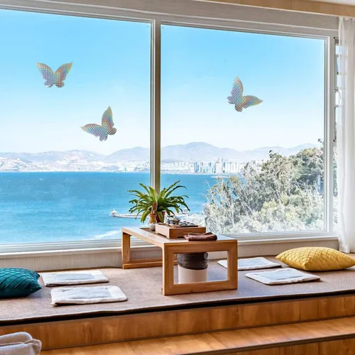 Vista 4 de Adhesivos anticolisión para ventanas para golpes de pájaros, mariposa, 16 piezas Calcomanías de ventana de cristal, evita que las aves golpeen