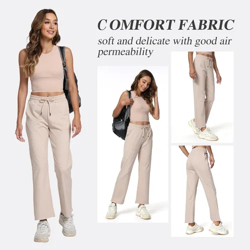 Vista 6 de Haowind Pantalones deportivos para mujer con bolsillos, ligeros, para entrenamiento, atletismo, correr, gimnasio, descanso, pantalones casuales