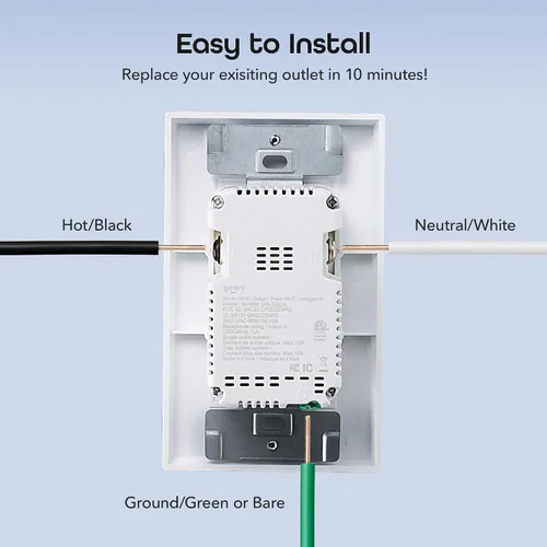 Vista 8 de Geeni Current Tomacorriente Wi-Fi Inteligente con 2 Puertos USB de Carga Rápida (20W USB-C PD y Carga Rápida USB-A), Control de Voz, No Requiere