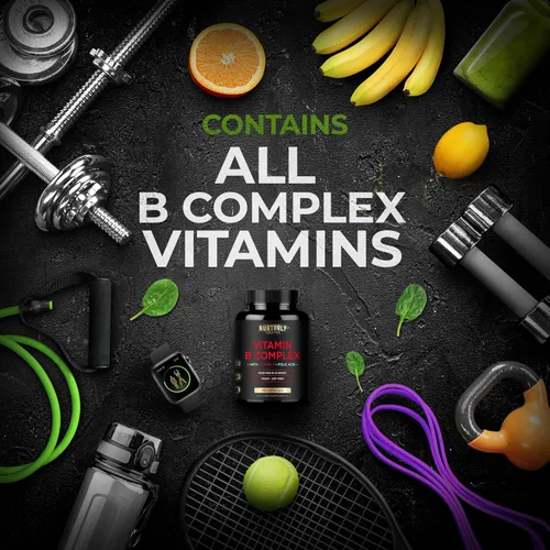 Vista 4 de Complejo de vitamina B con vitamina C - Contiene todas las vitaminas B esenciales - B1, B2, B3, B5, B6, B7, B9, B12 y biotina - Súper complejo