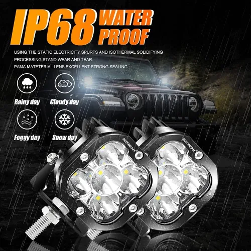 Vista 3 de Auxbeam Luces LED de 3 pulgadas, haz puntual de marco negro + luces antiniebla y conducción