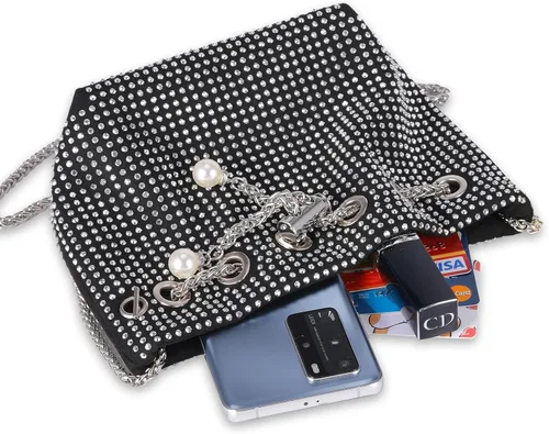 Vista 6 de Jugbey Sparkly Rhinestone Clutch Purse Elegant Evening Bag for Women Bling Clutch Crossbody Bag for Wedding, Party, Cocktail