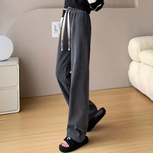 Vista 2 de HJYUZP Womens Joggers Women's Wide Leg Pants Autumn Winter with Fleece Straight Tube Corduroy Sweatpants for Women Trendy