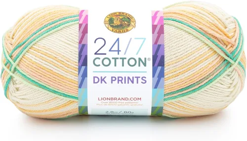 Vista 49 de Lion Brand Yarn Estampados DK de algodón 24/7, hilo para tejer, ganchillo y manualidades, azul, paquete de 1 Cotton Yarn for Knitting, Crochet