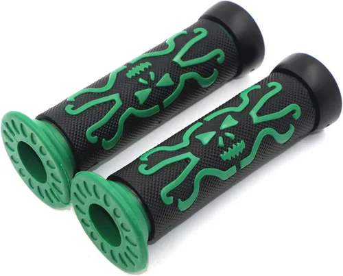 Vista 2 de 7/8" cráneo verde hueso cruz hueso 0.866 in mano Grips compatibles con ATV motocicleta bicicleta 125 Duke [P/N:XH4089-22-VERDE]