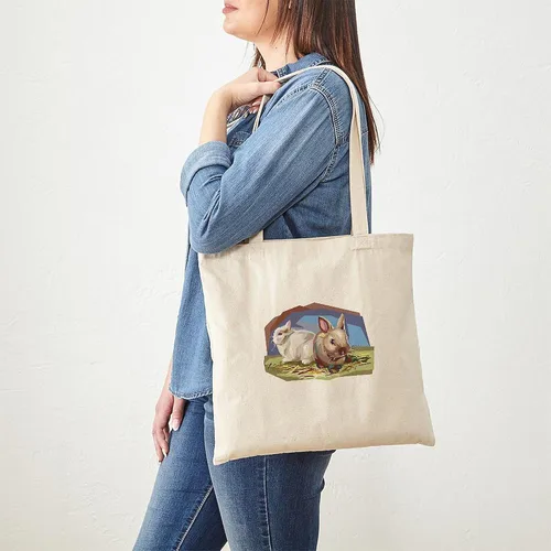 Vista 2 de CafePress Lop Eared Bunny - Bolsa de lona reutilizable beige, Caqui, S