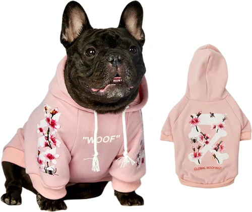 Vista 8 de ChoChoCho Sudadera con capucha y suéter para perros – Elegante ropa urbana de algodón para gatos y cachorros en gris – S, M, L