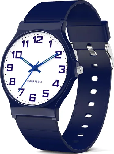 Vista 21 de Reloj analógico para niños y niñas, resistente al agua hasta 30M, reloj deportivo para niños, fácil de leer, con esfera fina, correa suave
