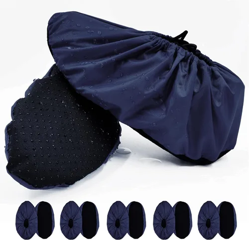 Vista 8 de 5 pares de cubiertas impermeables antideslizantes lavables reutilizables para botas, protectores para zapatos de interior (XL, fucsia)