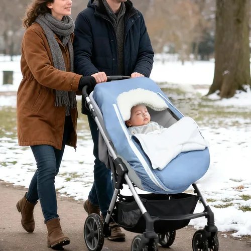 Vista 8 de Funda de asiento de automóvil para bebé, invierno, impermeable, para recién nacido, resistente al viento, funda de asiento de automóvil para bebé