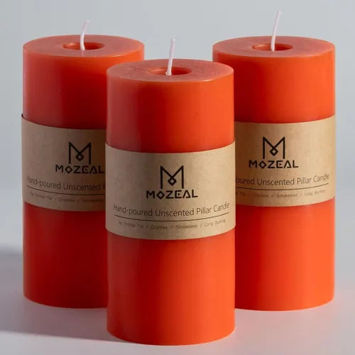 Vista 84 de MOZEAL Juego de 3 velas sin perfume vertidas a mano de 3 x 6 pulgadas, velas tipo pilar sin goteo, combustión de larga duración, aproximadamente 120