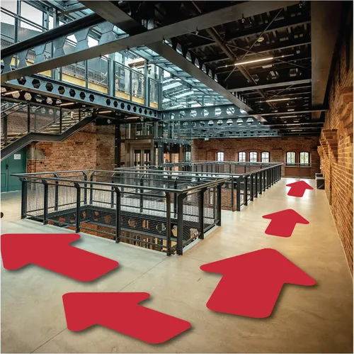 Vista 7 de Paquete de 6 calcomanías de flechas de vinilo duraderas con esquinas redondeadas para suelos, paredes, caminos sensoriales y superficies más lisas