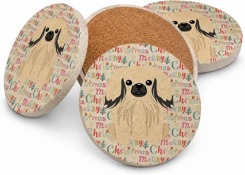 Vista 207 de Abyssinian Sand Terrier Merry Christmas - Posavasos grandes de piedra arenisca (4 unidades)