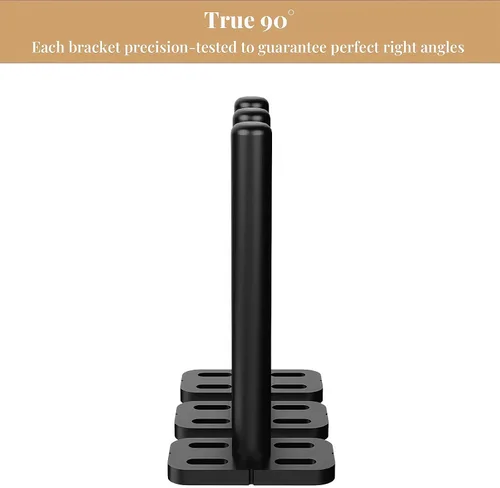 Vista 4 de 4 piezas de soportes de estante de pared resistentes para estantes flotantes ocultos, soportes de estante negros decorativos para estantes flotantes
