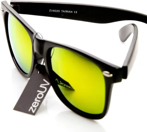 Vista 3 de zeroUV Gafas de sol de estilo con borde de cuernos grandes de la lente del color del flash reflexivo mate plano