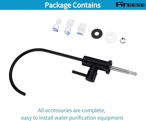 Vista 6 de Grifo de filtro de agua negro – Grifo RO 100% sin plomo, grifo de agua potable giratorio de 360° para fregadero de cocina, compatible con ósmosis