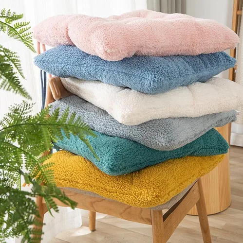 Vista 2 de Paquete de 4 cojines gruesos de felpa para silla de escritorio, poliéster suave, antideslizantes, para cocina, comedor, sillas de oficina, 20 x 20