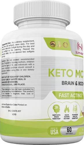 Vista 3 de Keto MCT - Cápsulas de aceite con C8 y C10, cetosis de acción rápida, combustible para el cerebro y el cuerpo para mujeres y hombres, todo natural