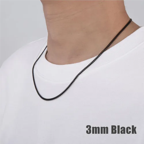 Vista 3 de XIANNVXI Cadena de eslabones cubanos para hombres y mujeres, chapado en oro real de 18 quilates, cadena de eslabones para hombre, cadena de acero