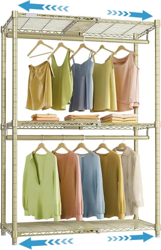 Vista 9 de VIPEK X1 - Perchero de ropa expandible resistente, ajustable de 2' a 3'5", con estantes ajustables y varillas para colgar, perchero de metal