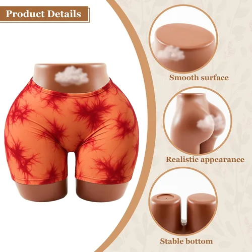 Vista 3 de Briwooody maniquí brasileño curvo de cadera BBL de cuerpo medio afroamericano femenino para exhibición de ropa interior de panty (marrón oscuro)
