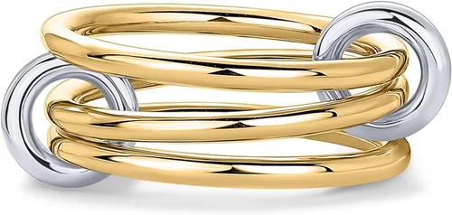 Vista 10 de PAVOI Stackable Rings for Women, 14K Gold Plated Interlocked Ring Stacks