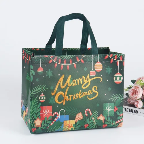 Vista 4 de Venforze 36 bolsas reutilizables de Navidad, bolsas de regalo no tejidas, 12.8 x 9.8 x 6.7 pulgadas