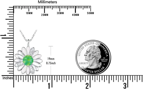Vista 6 de KINGWHYTE Daisy Necklace Gifts for Women 925 Sterling Silver Opal Daisy Pendant Spring Flower Necklace Jewelry Graduation Birthday Celebrate