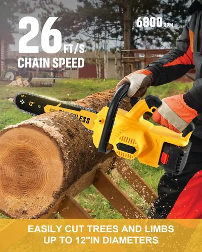 Vista 4 de Motosierra eléctrica inalámbrica sin escobillas de 12 pulgadas, compatible con batería Dewalt de 20 V máxima, no incluye batería incluida