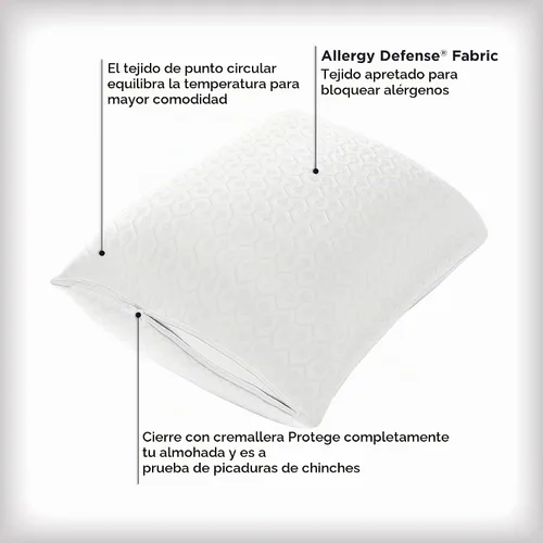 Vista 2 de AllerEase Platinum Allergy - Protector de almohada de punto estándar/Queen