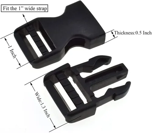 Vista 2 de Lxnoap Hebillas de liberación lateral rápida de 1 pulgada de ancho, doble ajustable, sin clips de costura, reemplazo de plástico resistente