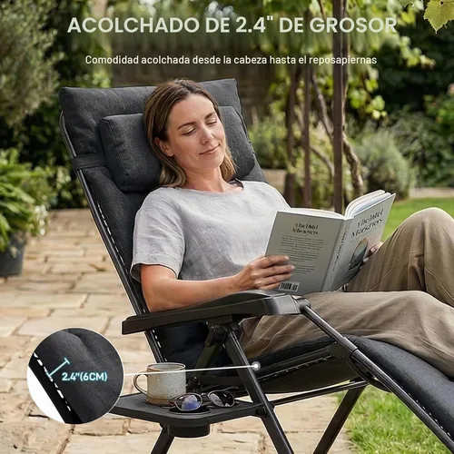 Vista 4 de EVER ADVANCED Silla de aluminio gravedad cero, 2.4" acolchado, capacidad de Negro