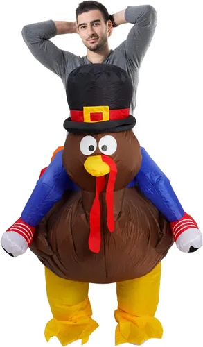 Vista 6 de Disfraces inflables de Halloween, disfraz inflable de pavo, fiesta de Acción de Gracias, divertidos trajes de pavo inflables, disfraces para adultos