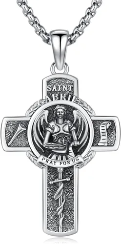 Vista 130 de 925 Sterling Silver Patron Saint Amulet Necklace for Men Women plateado