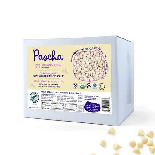 Vista 14 de Pascha Mini chispas de chocolate semidulce orgánico a granel para hornear, 55% de cacao, sin alérgenos, sin OMG, veganas y de comercio justo, 10