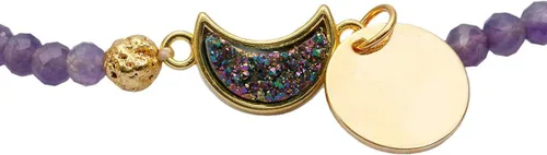 Vista 4 de TUMBEELLUWA Pulseras de cuentas de piedra facetada de 0.157in, pulsera de cristal curativo en forma de media luna, joyería hecha a mano para mujer