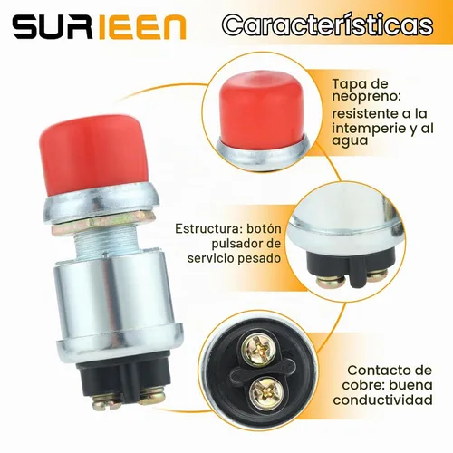 Vista 3 de Botón de arranque del motor, interruptor momentáneo de 12 V y 24 V, botón pulsador de alta resistencia, interruptor de arranque momentáneo