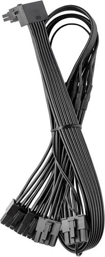 Vista 6 de CableMod Basics C-Series 12VHPWR Cable PCI-e de 90 grados StealthSense para Corsair - Variante A (negro, 16 pines a doble 8 pines, 23.6 in)