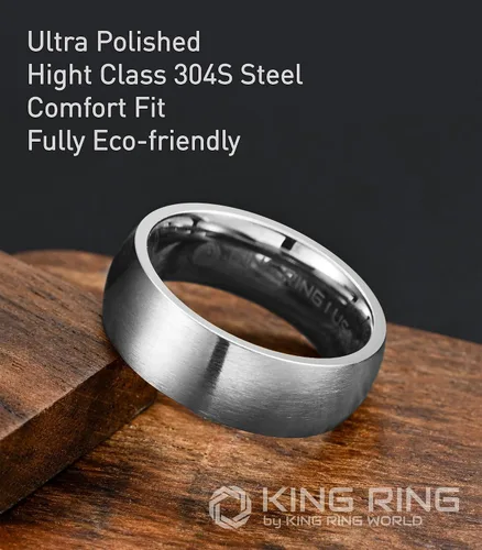 Vista 3 de King Ring Anillo básico de 0.315in Anillo para hombre con acabado mate superpulido, ajuste cómodo, anillo de boda clásico para hombre, anillo